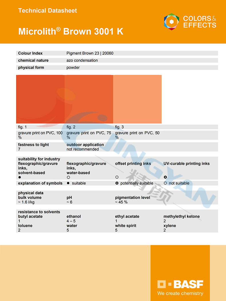 巴斯夫微高力3001K預(yù)分散顏料TDS報告