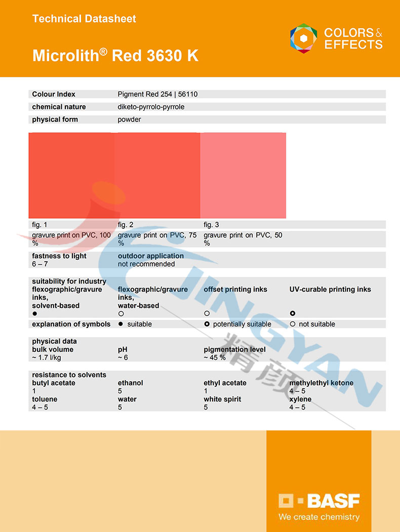 巴斯夫3630K納米顏料TDS技術數據報告